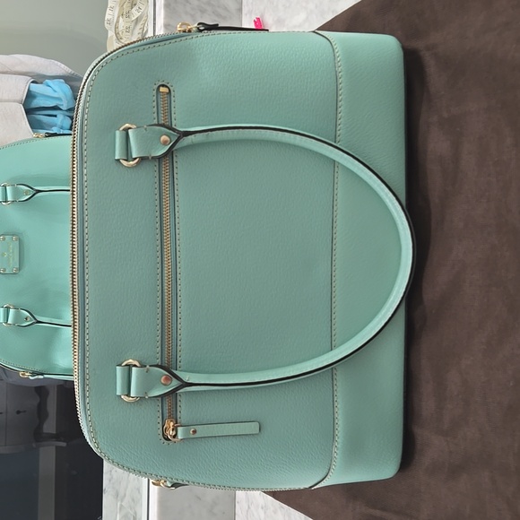 Kate Spade Satchel Bag Purse with Double Zipper 8" Drop - Aqua - Picture 2 of 16